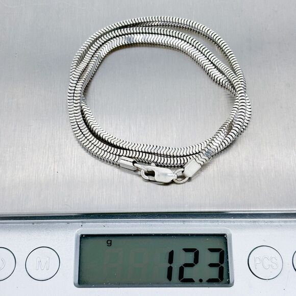 Vintage Italy Sterling Silver 925 2.6mm Flat Thick Snake Chain Necklace 18" - Picture 3 of 3